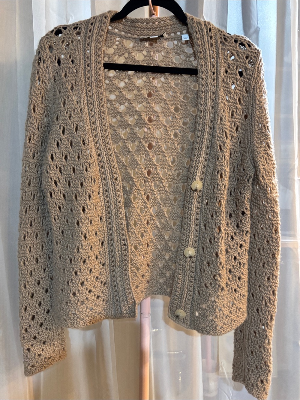 VINCE Crochet Wool Cashmere Blend Cardigan - Picture 9 of 9